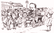 本邦初上陸の自動車（ビゴーの風刺絵） :産業技術史 1898.2